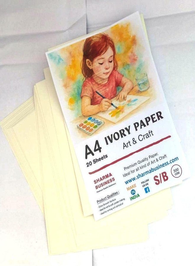 ARETOR Premium Ivory Sheet A4 Size 300 GSM - Heavyweight Craft Paper for Watercolour, Sketching, Card Making (20 Sheets) - Image 1